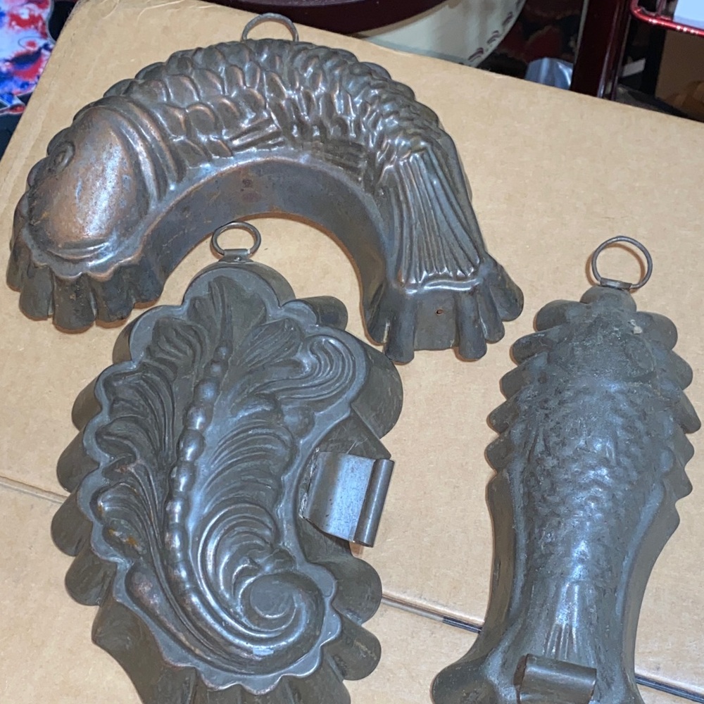(3) Vintage Tin  Molds 2 German  Wall Decoration